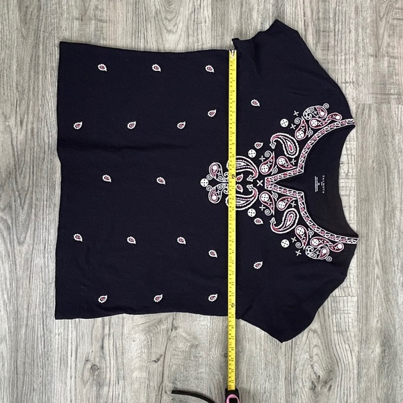 Talbots Navy Embroidered Split Neck Knit Top Sz 3X - Picture 8 of 9